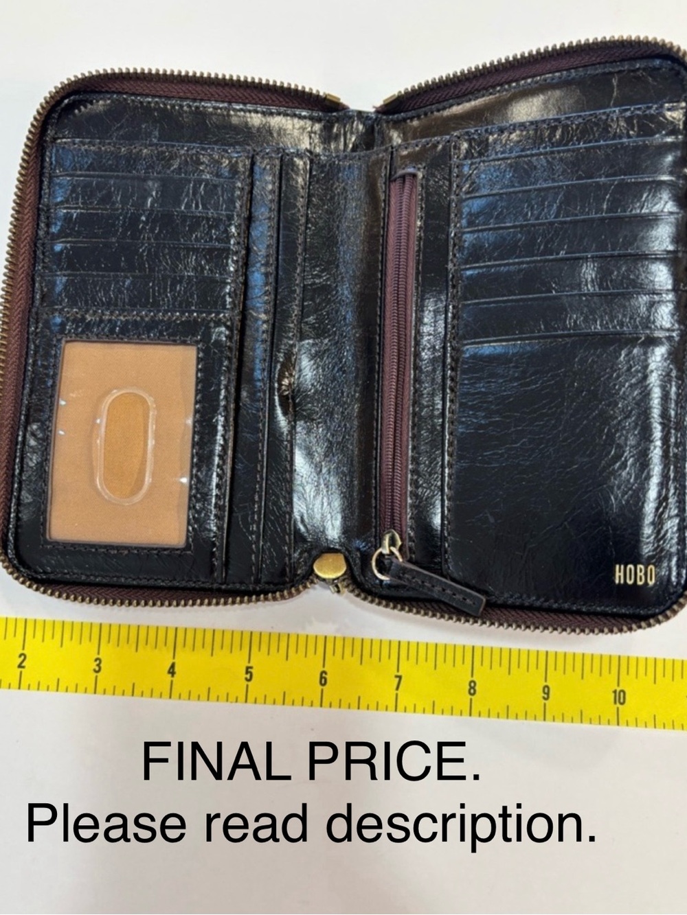 HOBO Oxblood (very dark burgundy) Leather Zip Wallet